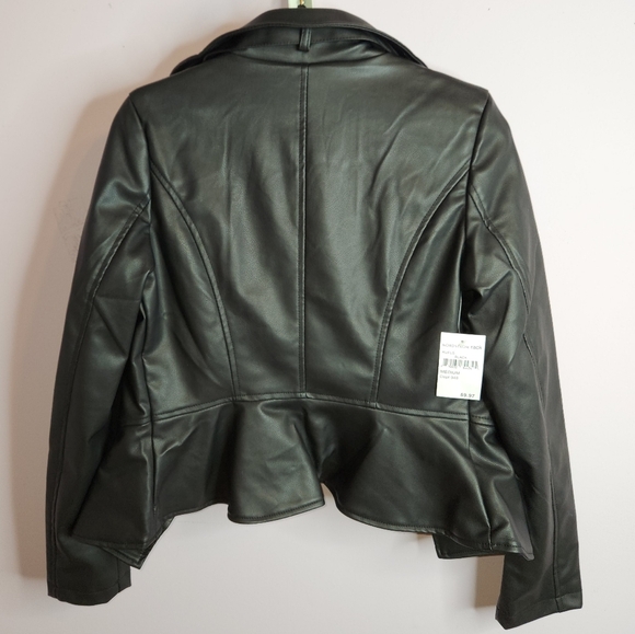 AZALEA WANG Women's Faux Leather Stand Collar Moto Biker Jacket Outwear, Black - Picture 9 of 15